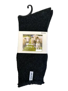 1 Pair Premium Mens Wool Heavy Duty Thick Work Socks Cushion Woolen - Black