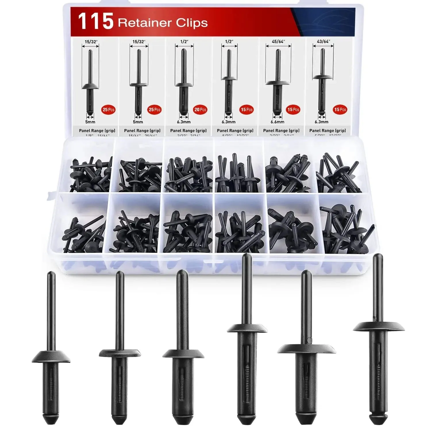 115 Pcs Pop Rivet Assortment