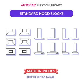 Autocad Standard Hood Blocks | Plan & Elevation Views