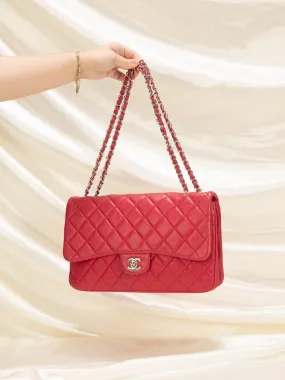 Chanel Lambskin Red Half Flap