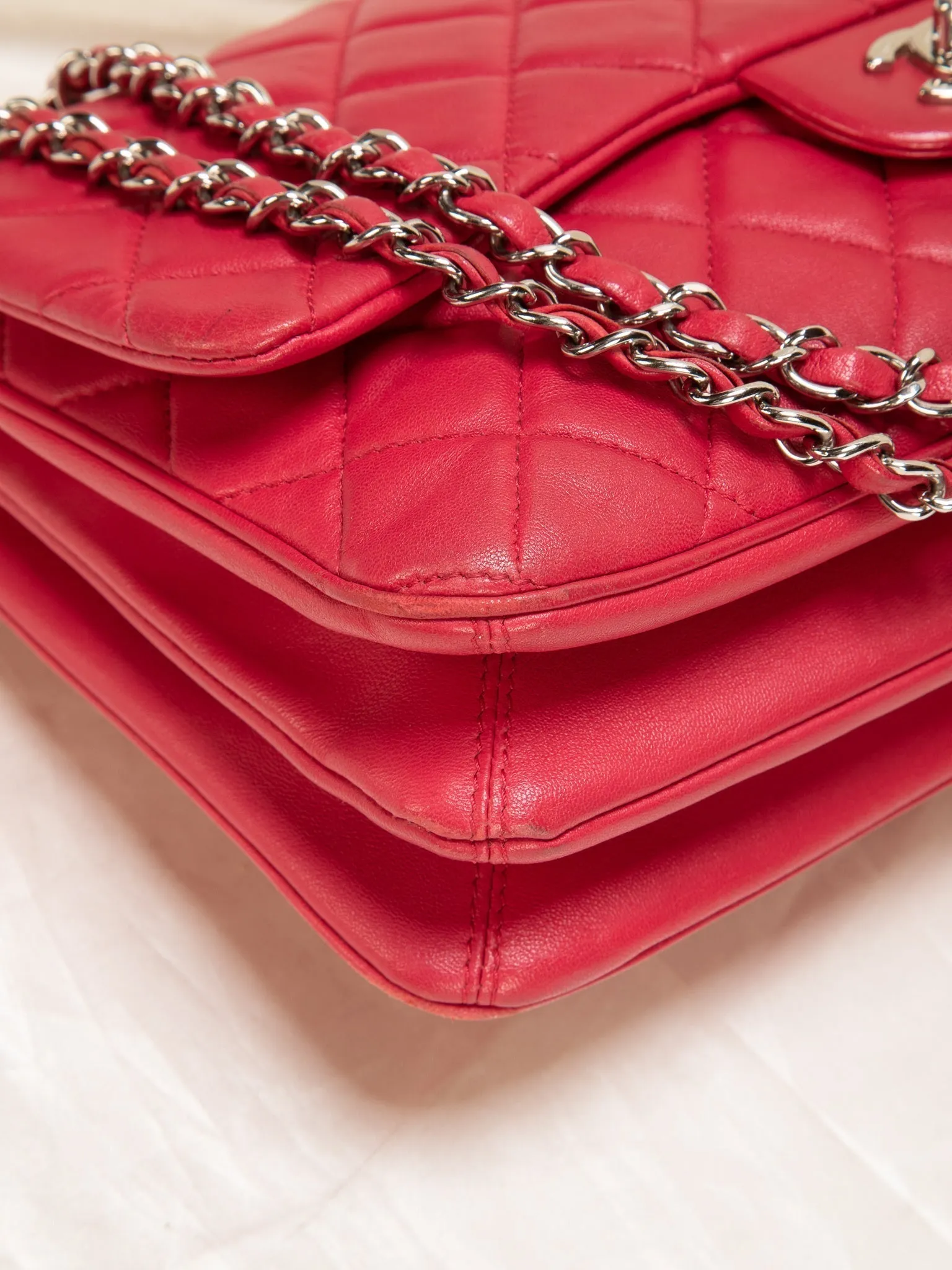 Chanel Lambskin Red Half Flap