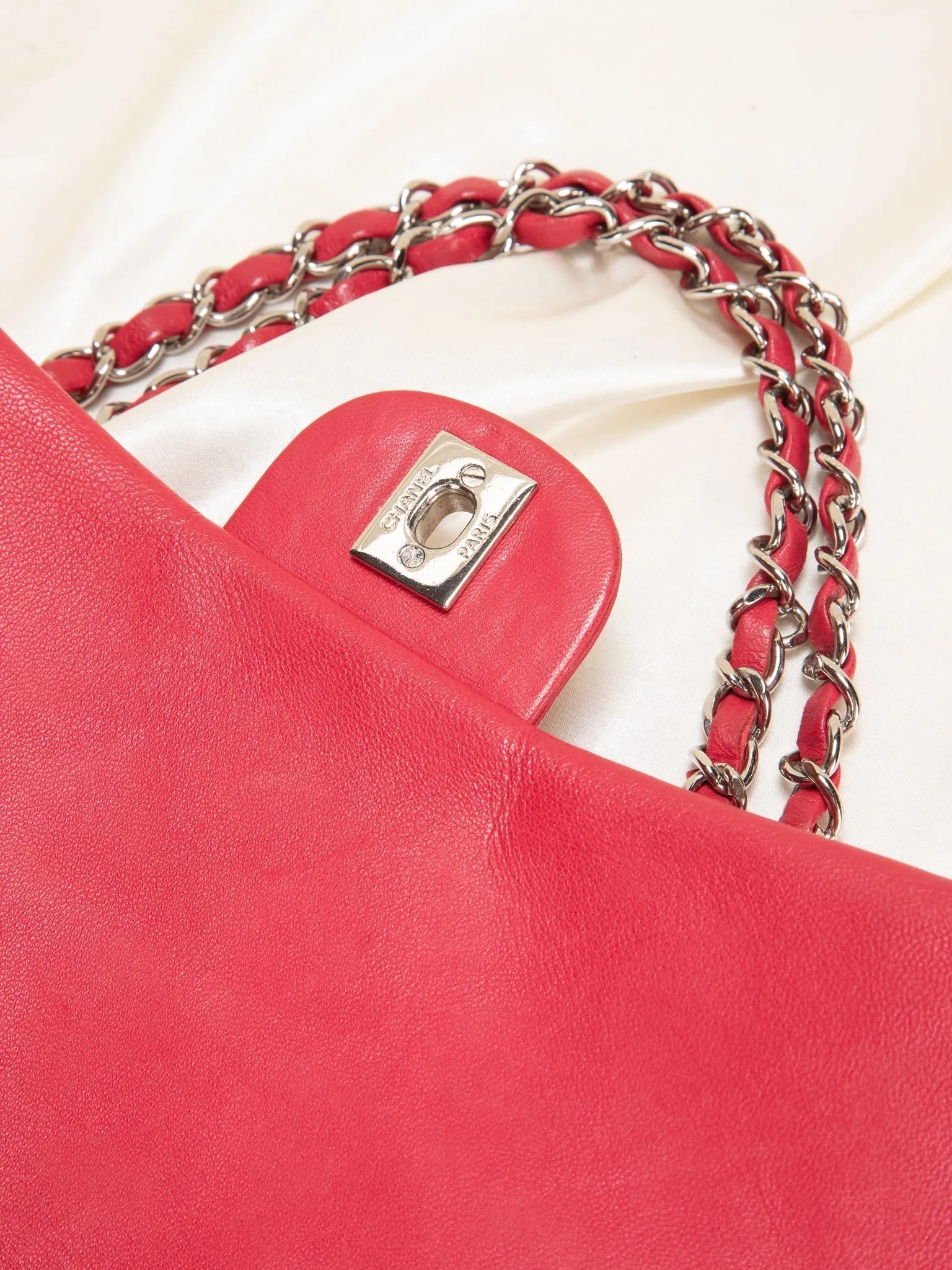 Chanel Lambskin Red Half Flap