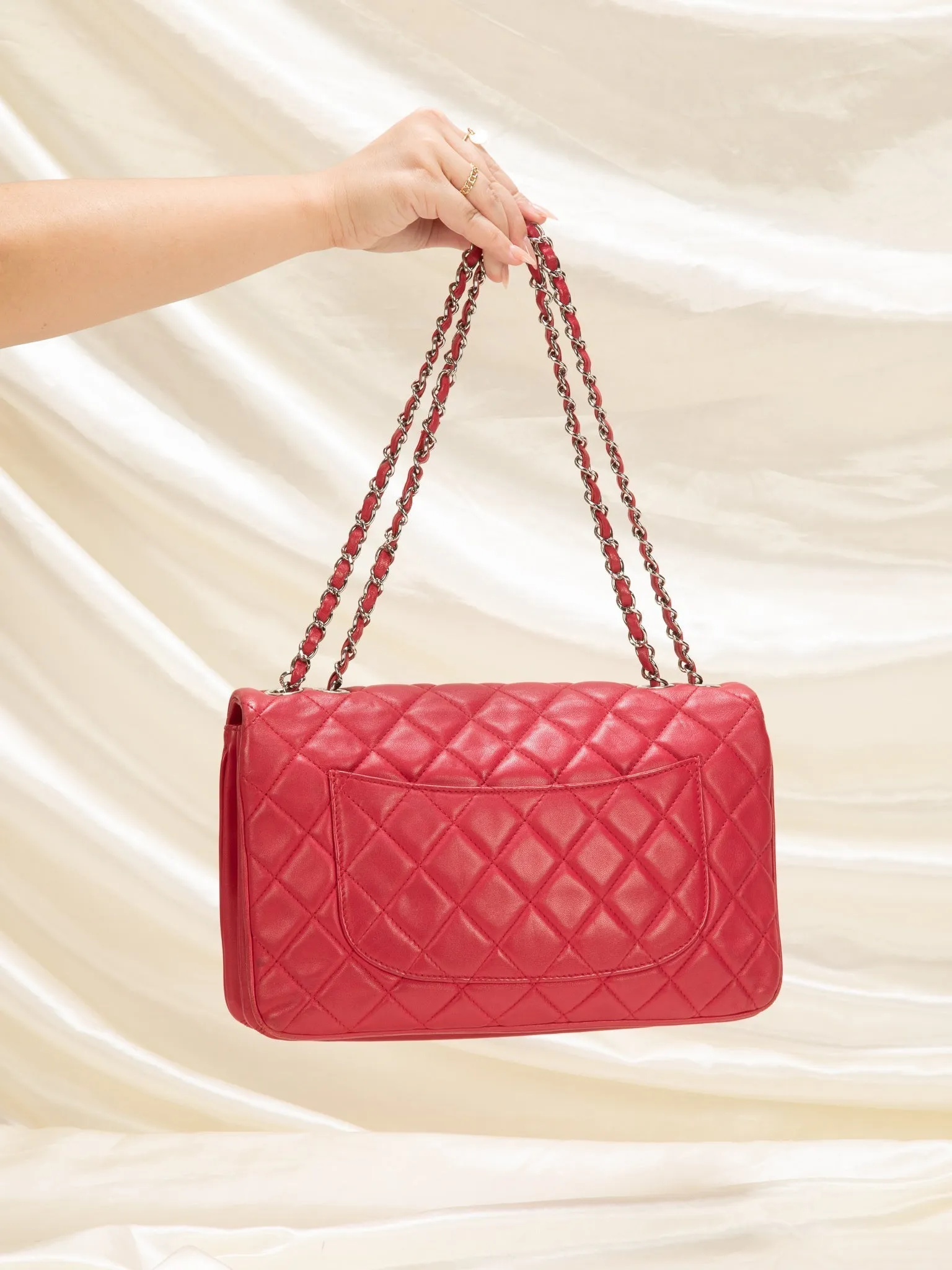 Chanel Lambskin Red Half Flap