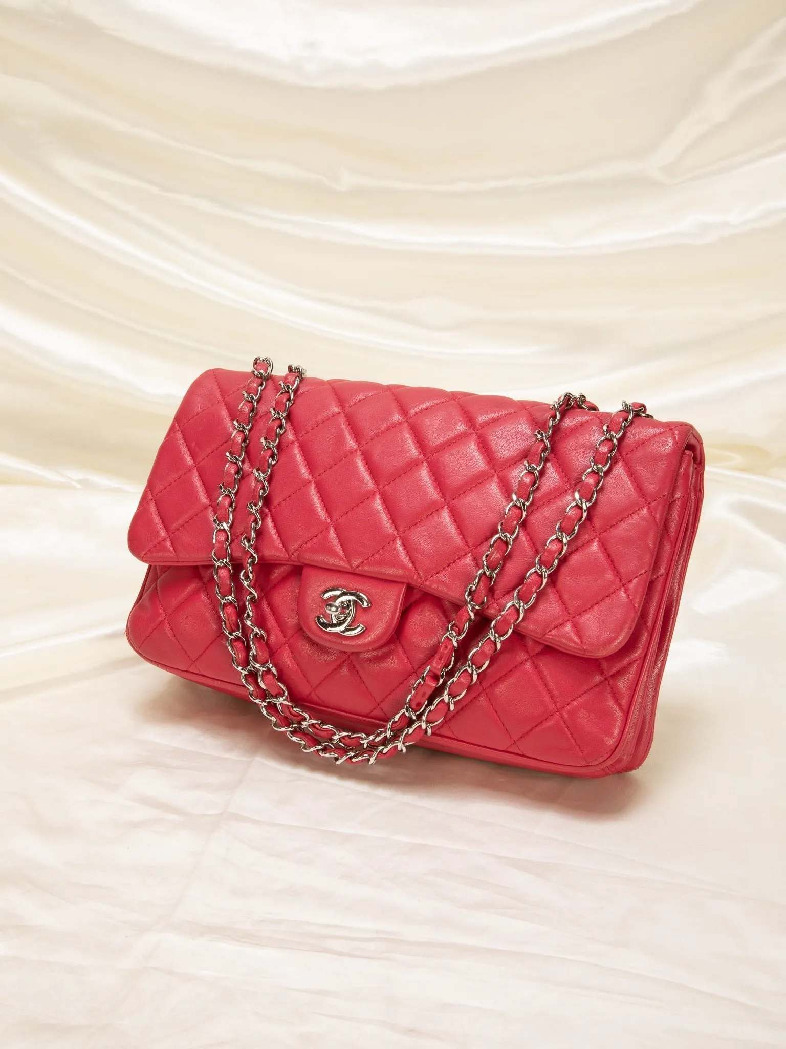 Chanel Lambskin Red Half Flap