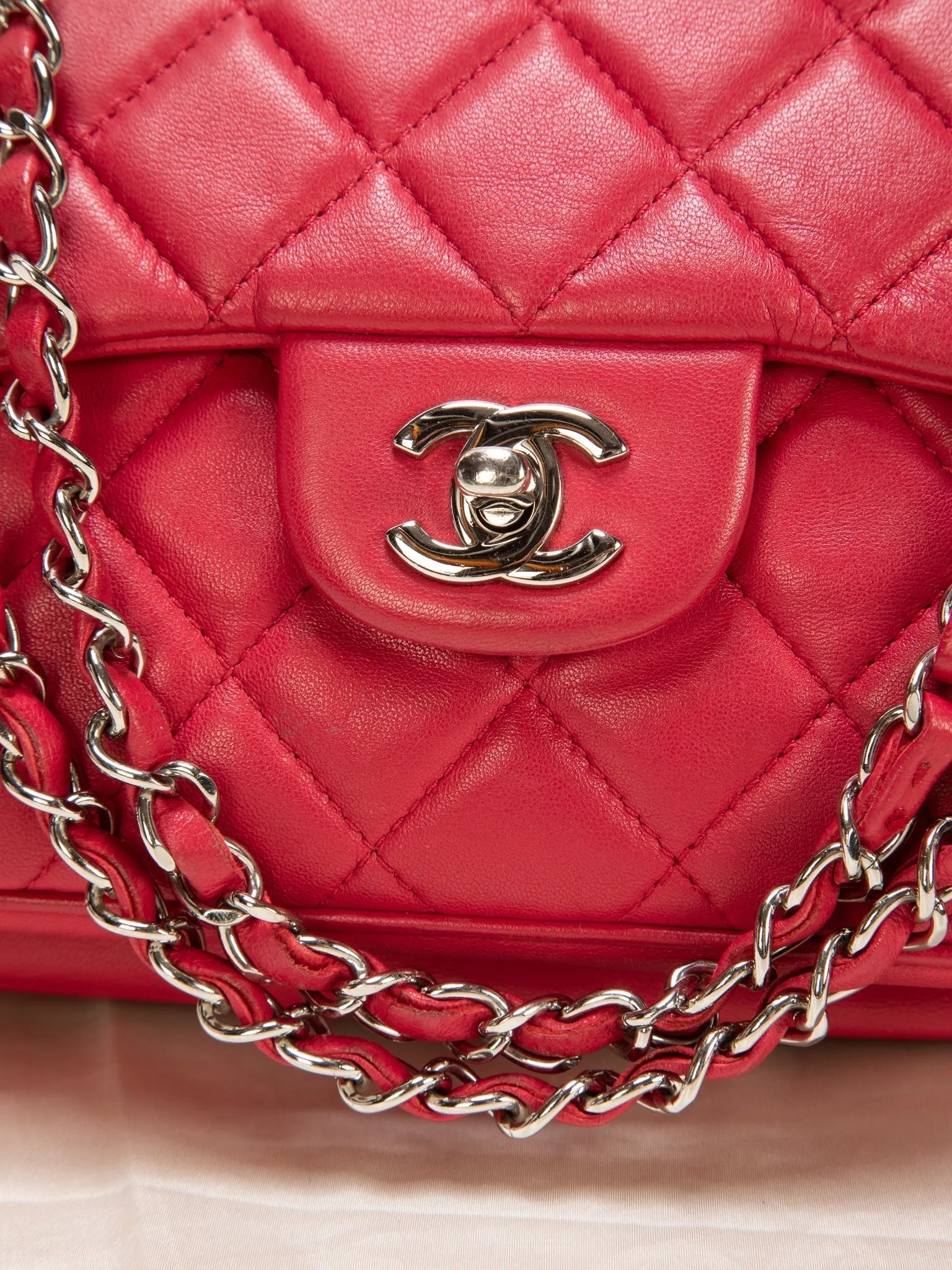 Chanel Lambskin Red Half Flap