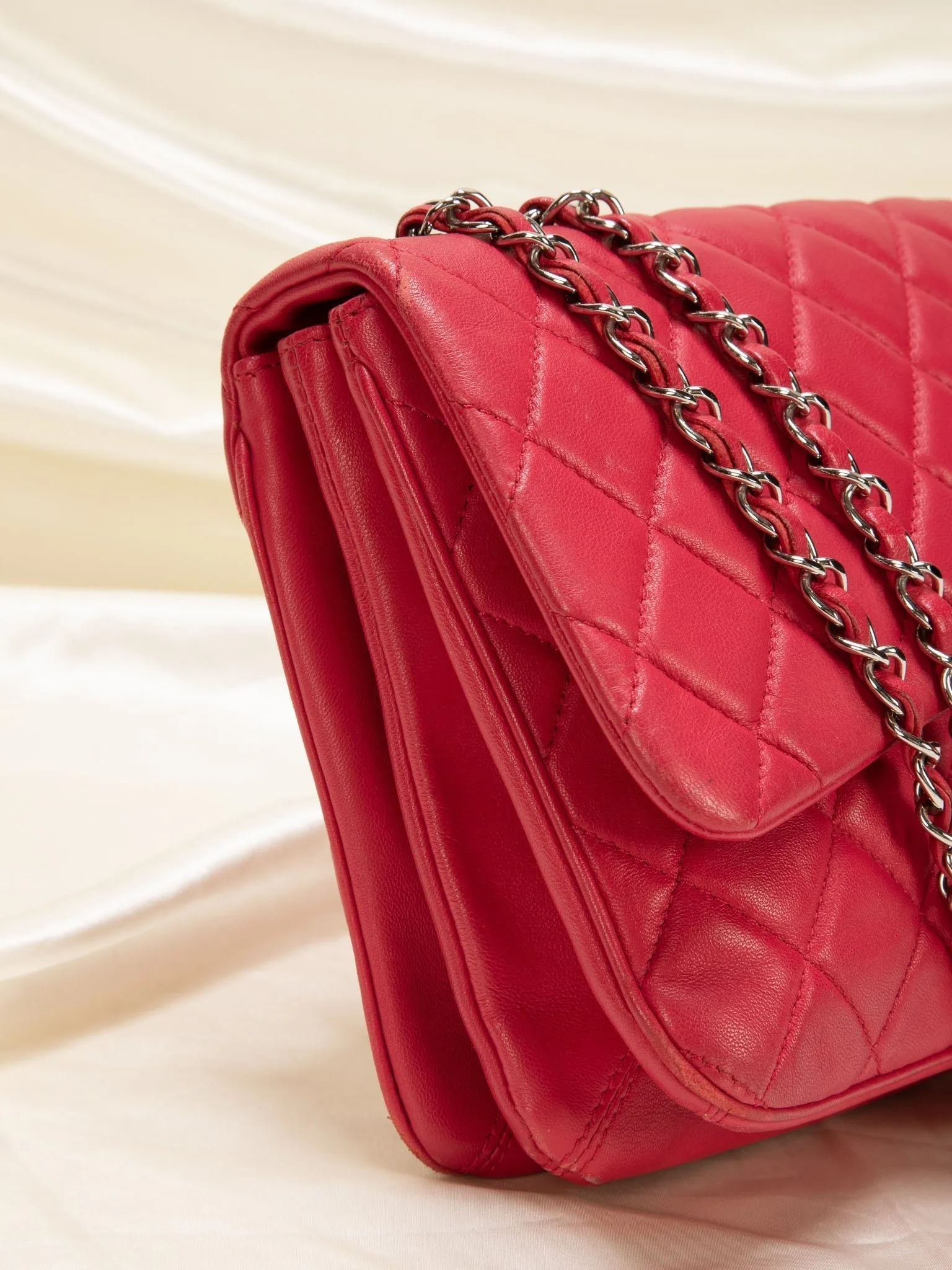 Chanel Lambskin Red Half Flap