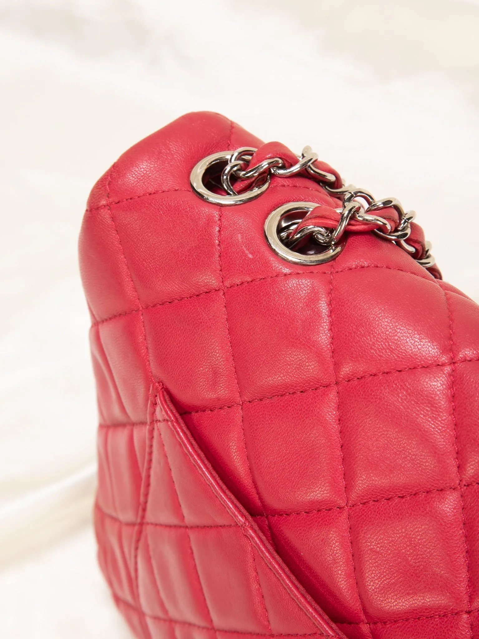 Chanel Lambskin Red Half Flap