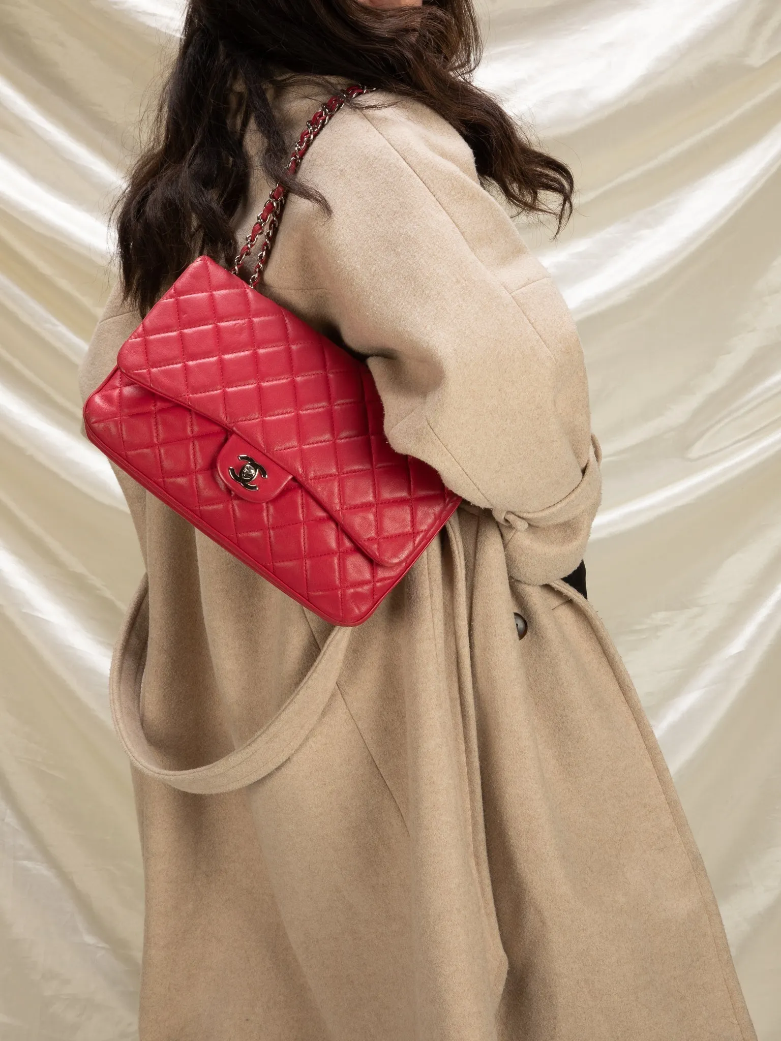 Chanel Lambskin Red Half Flap