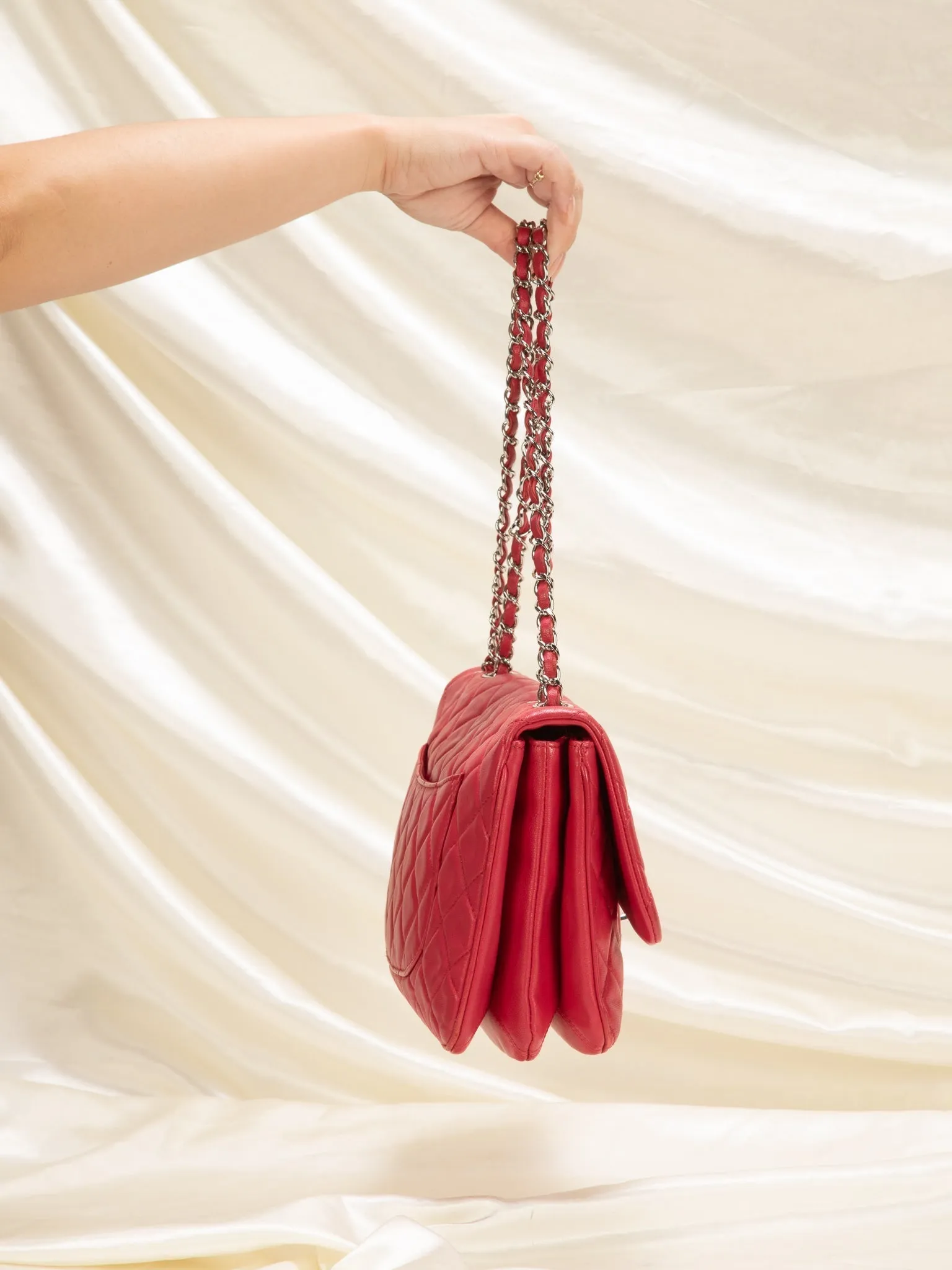 Chanel Lambskin Red Half Flap