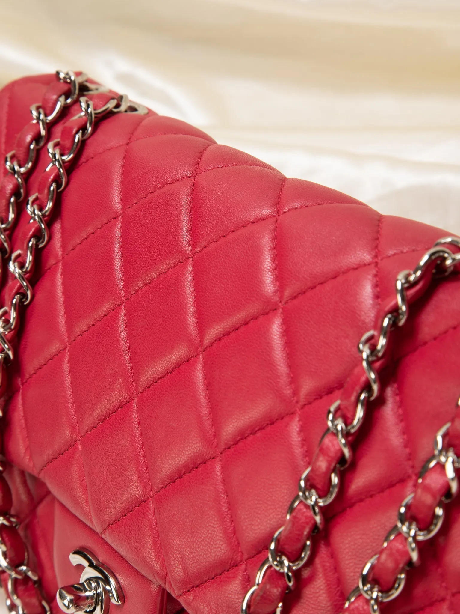 Chanel Lambskin Red Half Flap