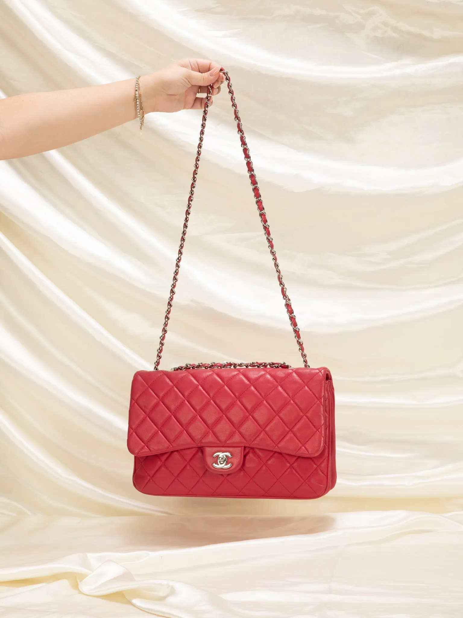Chanel Lambskin Red Half Flap