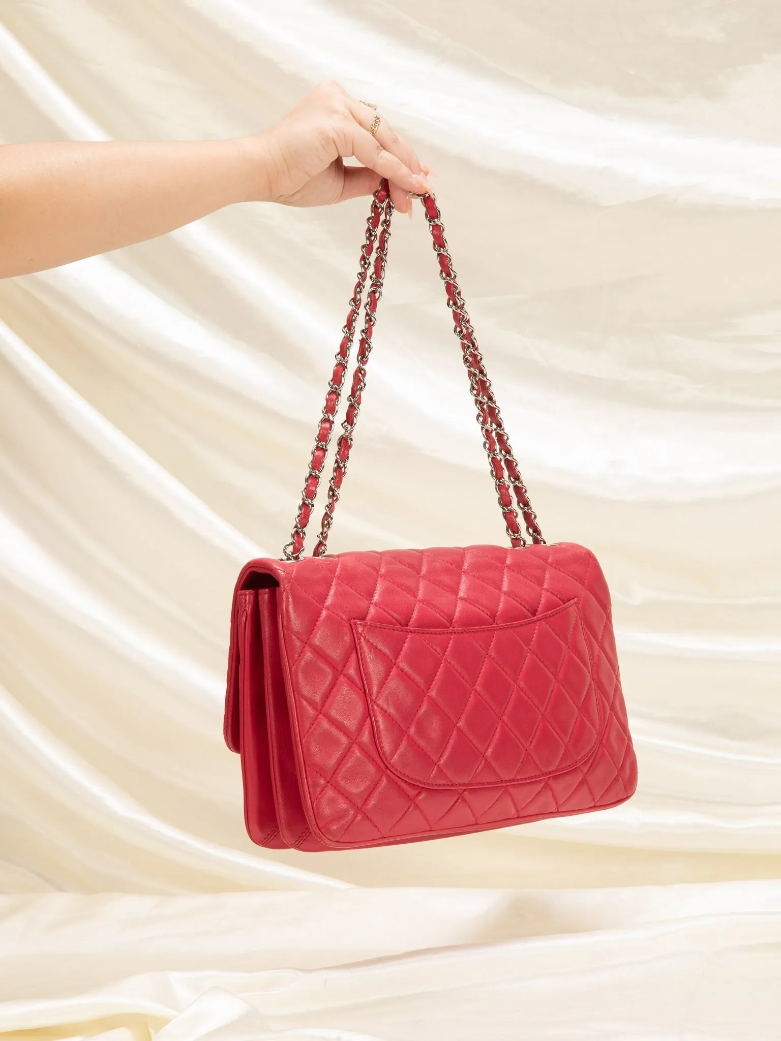 Chanel Lambskin Red Half Flap