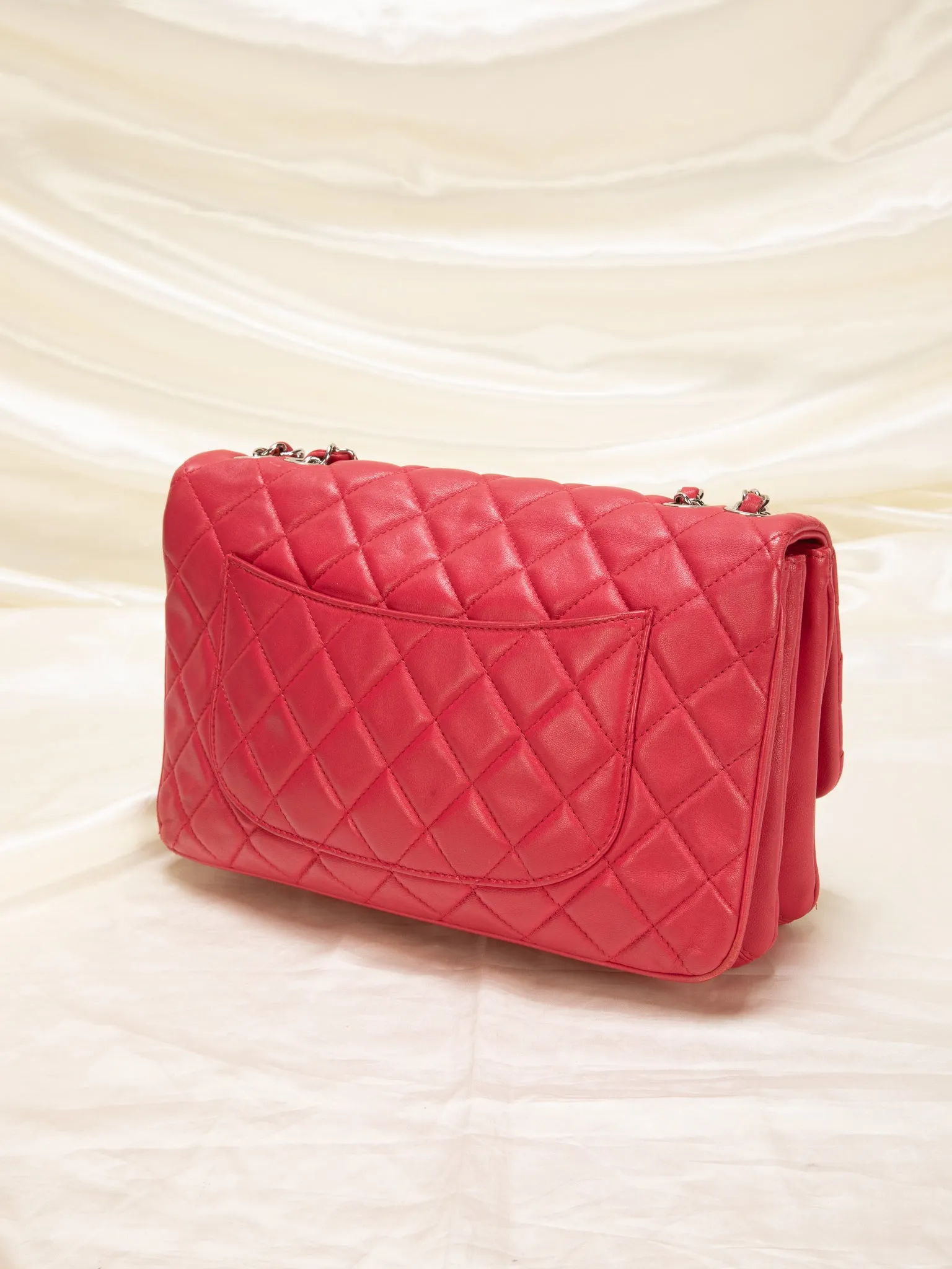 Chanel Lambskin Red Half Flap