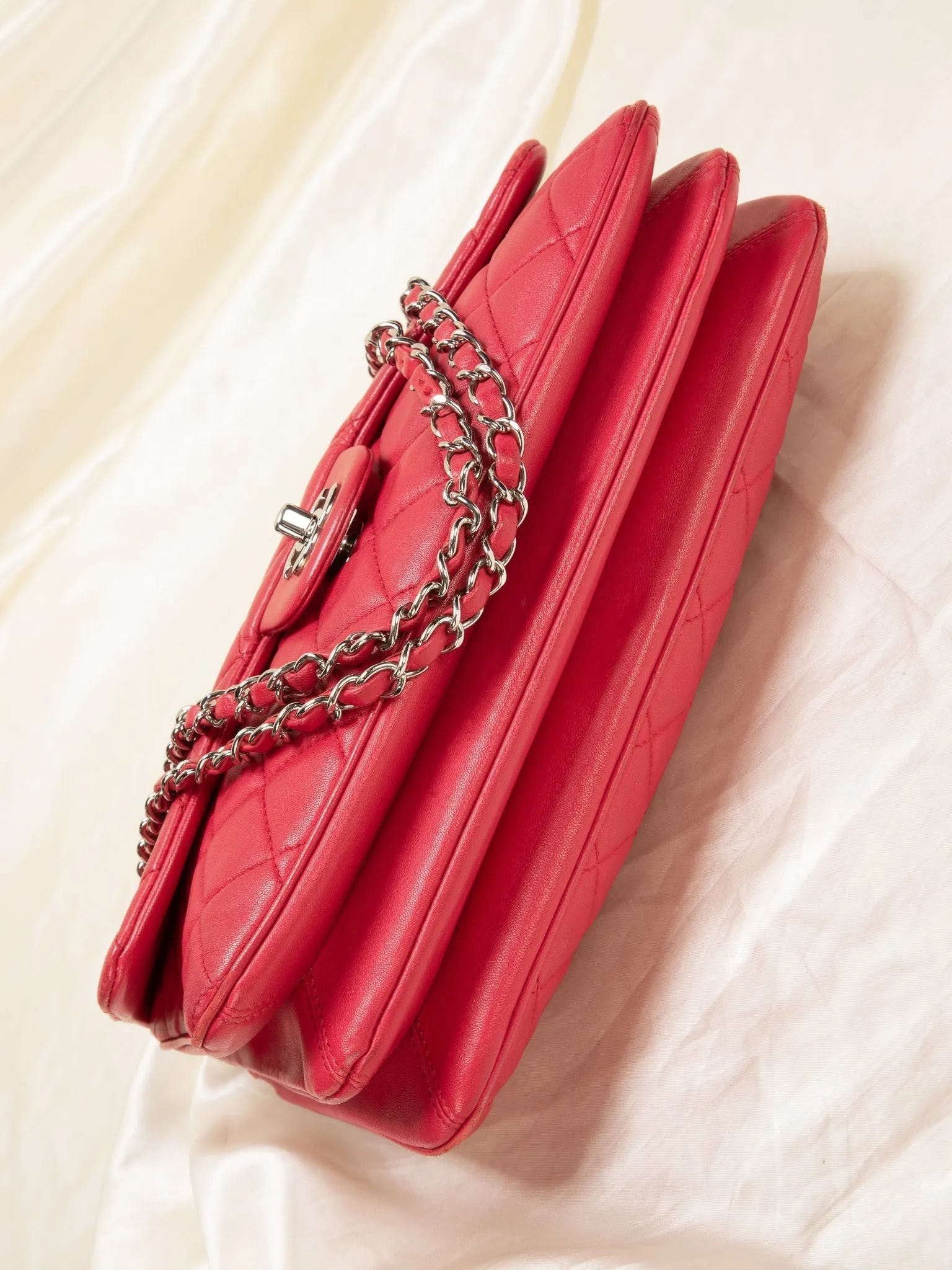 Chanel Lambskin Red Half Flap