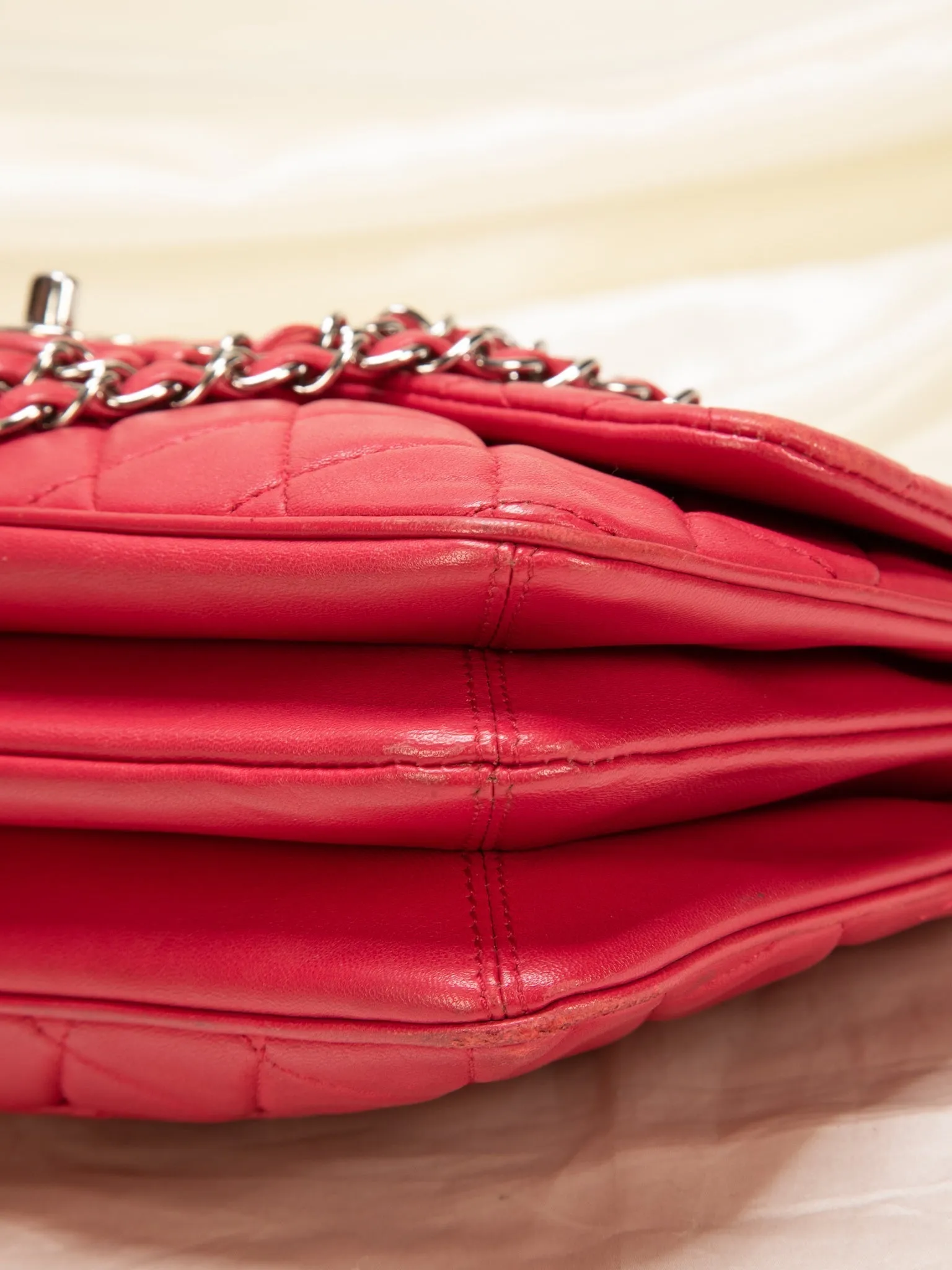 Chanel Lambskin Red Half Flap