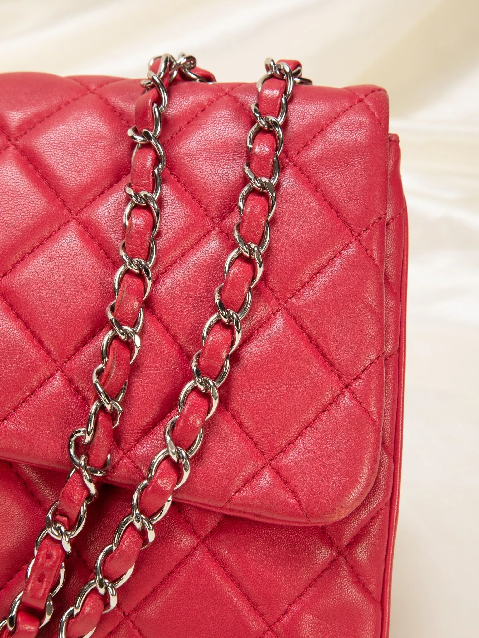 Chanel Lambskin Red Half Flap