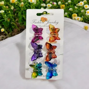 Holographic Colorful Butterfly Hair Clip for Women (Pack of 6pcs)