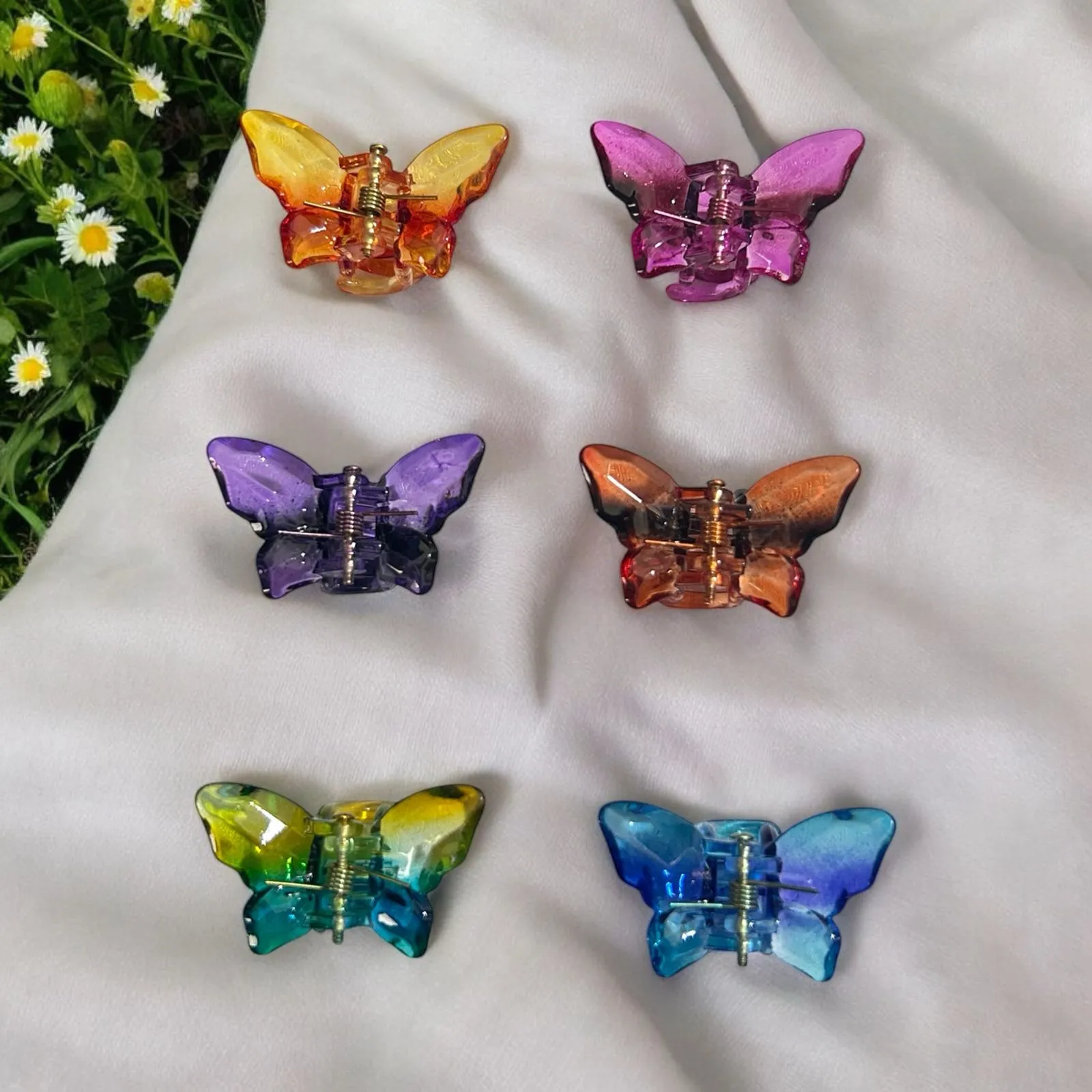 Holographic Colorful Butterfly Hair Clip for Women (Pack of 6pcs)