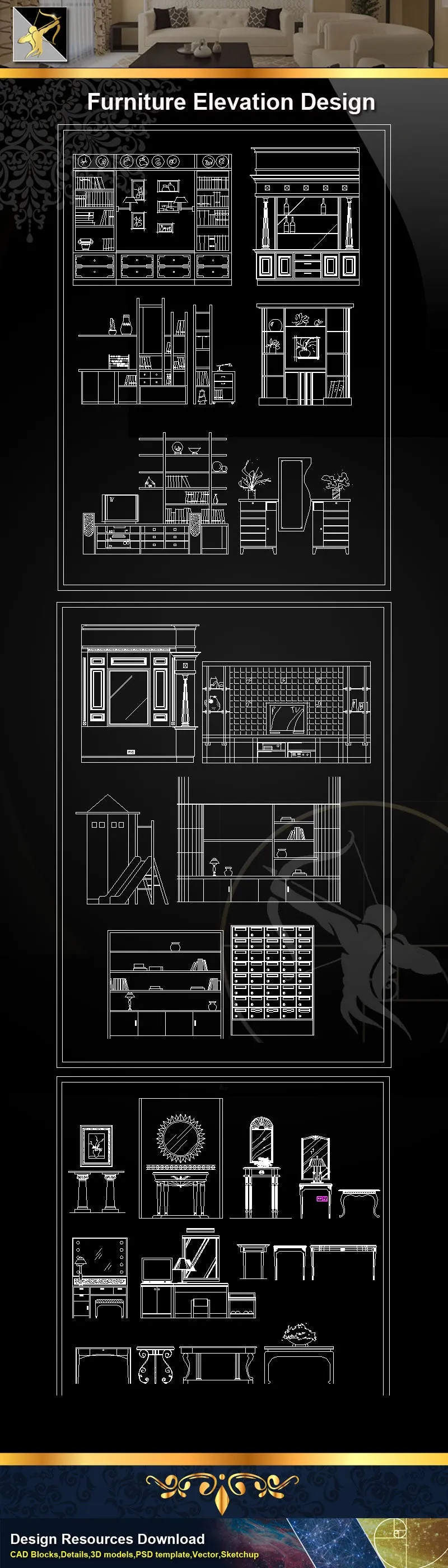 ★Interior Design CAD Blocks -Furniture Elevation Design