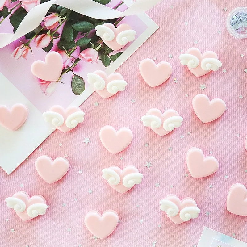 Kawaii Heart Pink Small Clips 10PCS