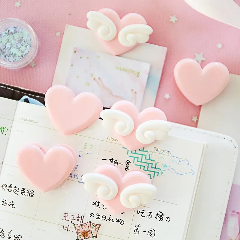 Kawaii Heart Pink Small Clips 10PCS