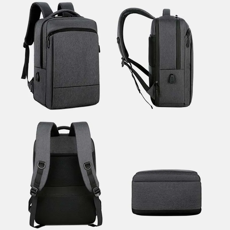 Large Capacity Lightweight Waterproof Expandable Business Backpack With USB Charging Port