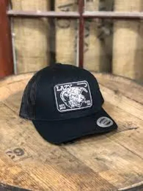 LAZY J RANCH WEAR BLACK & BLACK 3.5" ELEVATION PATCH CAP
