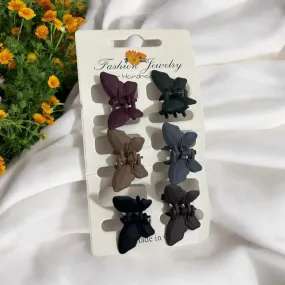 Matte Finish Colorful Butterfly Hair Clip for Women (Pack of 6pcs)