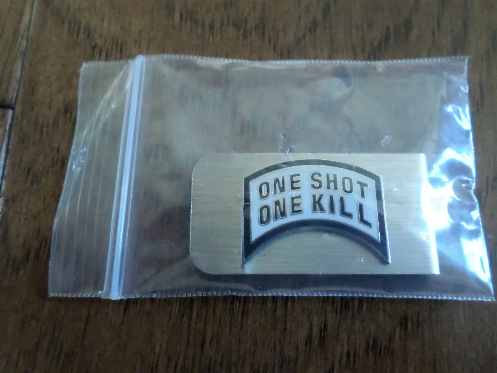 MONEY CLIP ONE SHOT ONE KILL METAL MONEY CLIP U.S.A MADE NEW IN BAGS