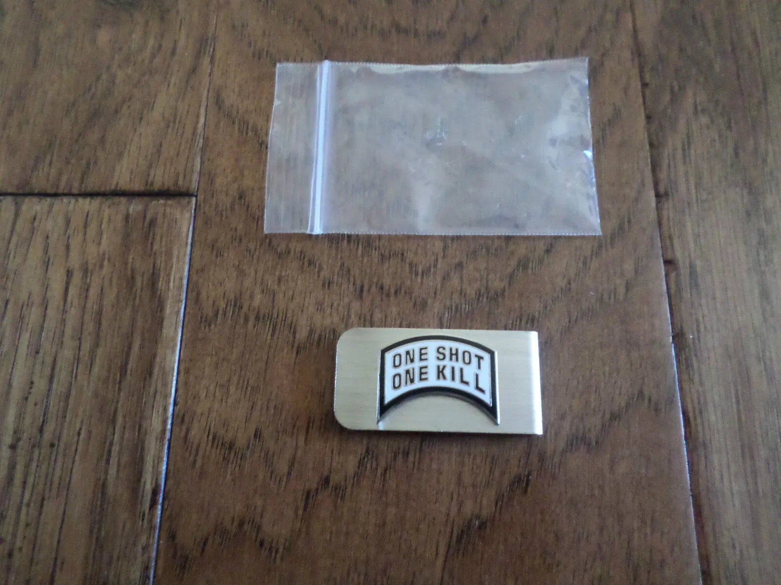 MONEY CLIP ONE SHOT ONE KILL METAL MONEY CLIP U.S.A MADE NEW IN BAGS