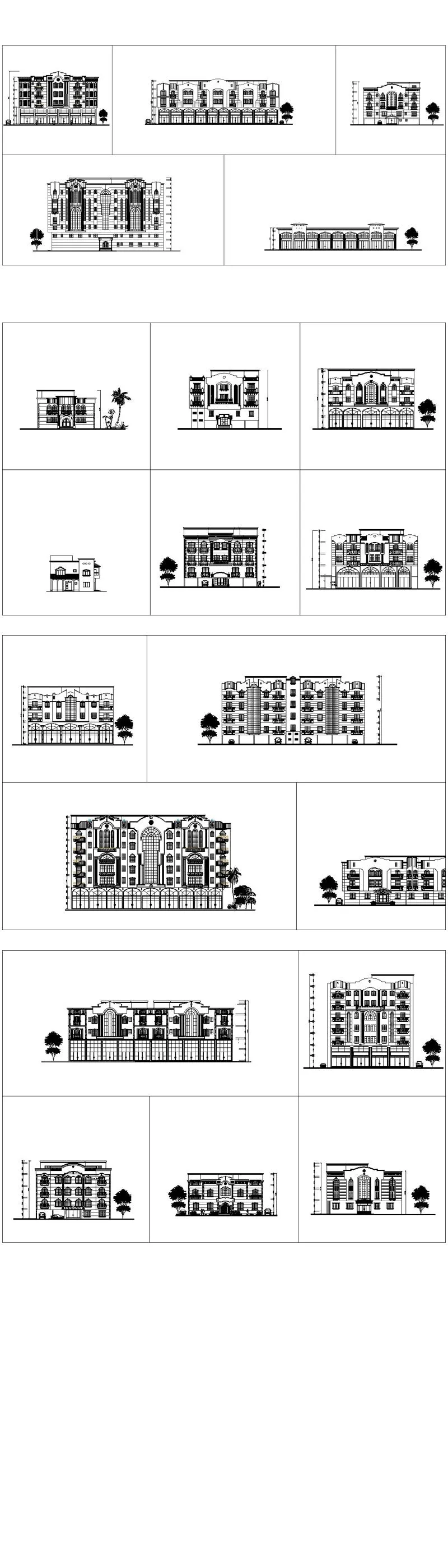 ★【Over 170  Architecture Elevation,Building elevation CAD Design,Details,Elevation Collection】Facade design, building facade, home facade, building facade@Autocad Blocks,Drawings,CAD Details,Elevation