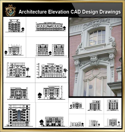 ★【Over 170  Architecture Elevation,Building elevation CAD Design,Details,Elevation Collection】Facade design, building facade, home facade, building facade@Autocad Blocks,Drawings,CAD Details,Elevation