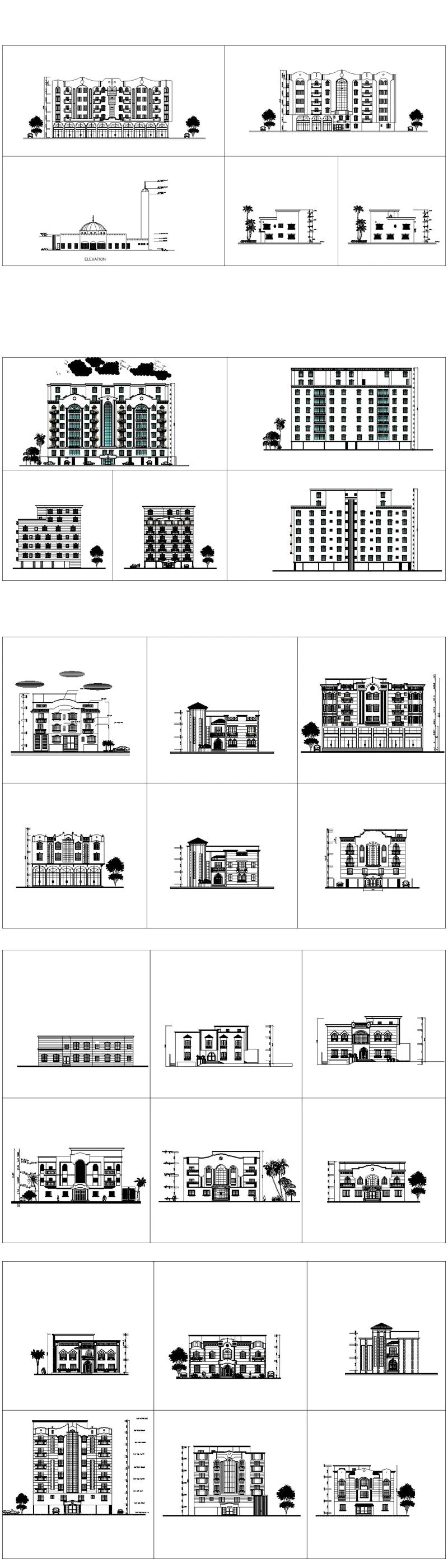 ★【Over 170  Architecture Elevation,Building elevation CAD Design,Details,Elevation Collection】Facade design, building facade, home facade, building facade@Autocad Blocks,Drawings,CAD Details,Elevation
