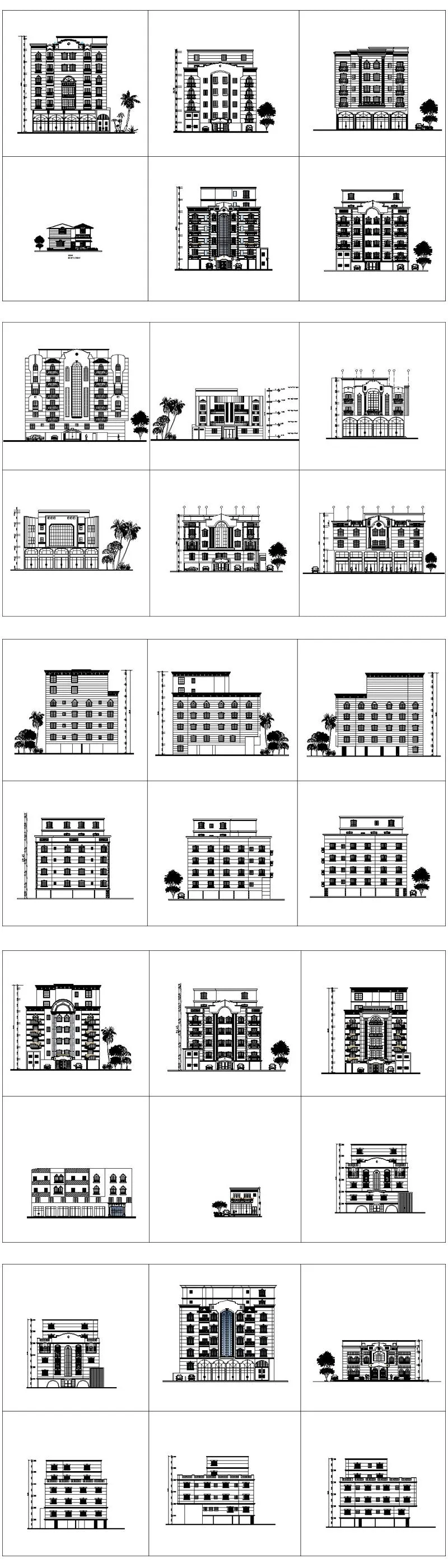 ★【Over 170  Architecture Elevation,Building elevation CAD Design,Details,Elevation Collection】Facade design, building facade, home facade, building facade@Autocad Blocks,Drawings,CAD Details,Elevation
