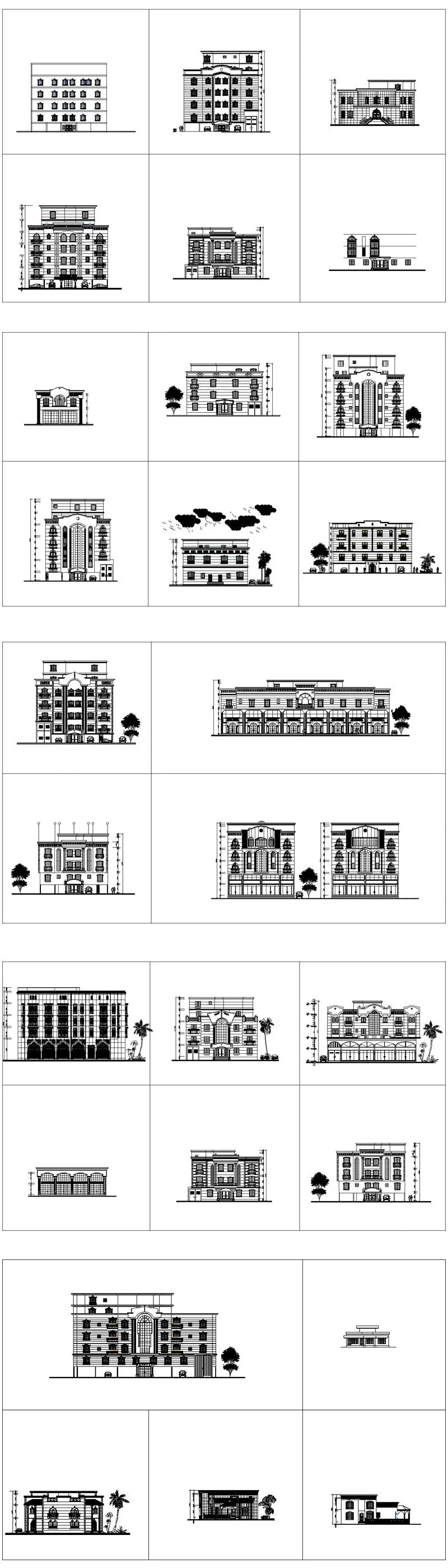 ★【Over 170  Architecture Elevation,Building elevation CAD Design,Details,Elevation Collection】Facade design, building facade, home facade, building facade@Autocad Blocks,Drawings,CAD Details,Elevation