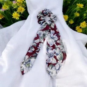 Ribbon Scrunchy Hair Ties for Women - Maroon