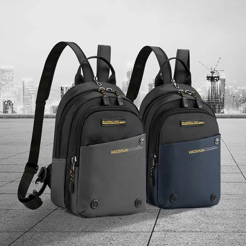 Sling Bag for Men Casual Waterproof Adjustable Zipper Straps Backpack