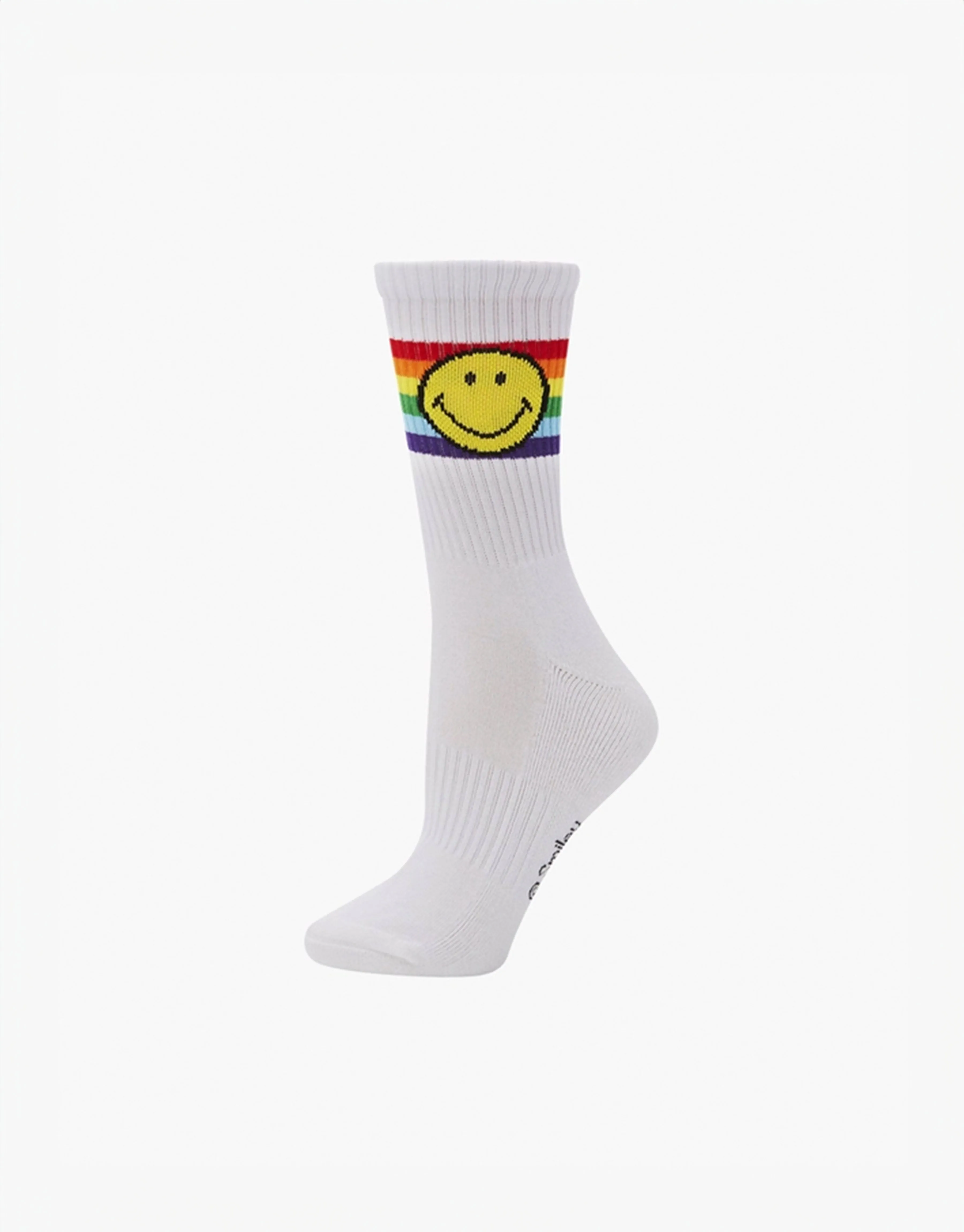 Womens Smiley Proud Sports Crew Bamboo Sock - White